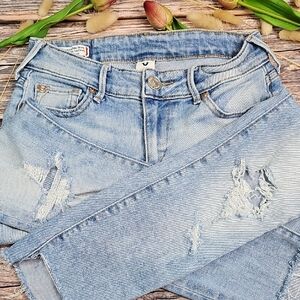 TRUE RELIGION CASEY DISTRESSED LOW-RISE SUPER SKINNY CROPPED ANKLE JEANS